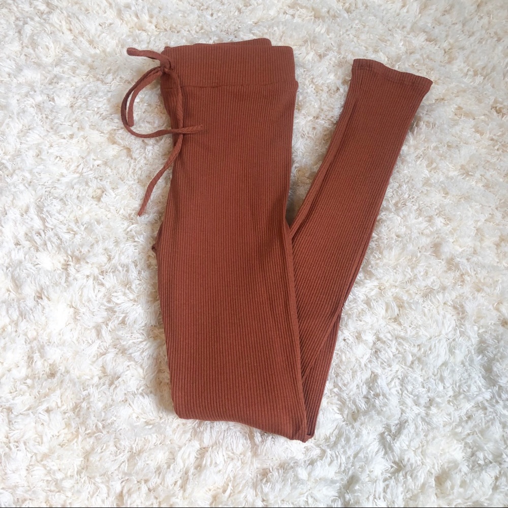 Ribbed Leggings - Rust - Picture 2 of 7